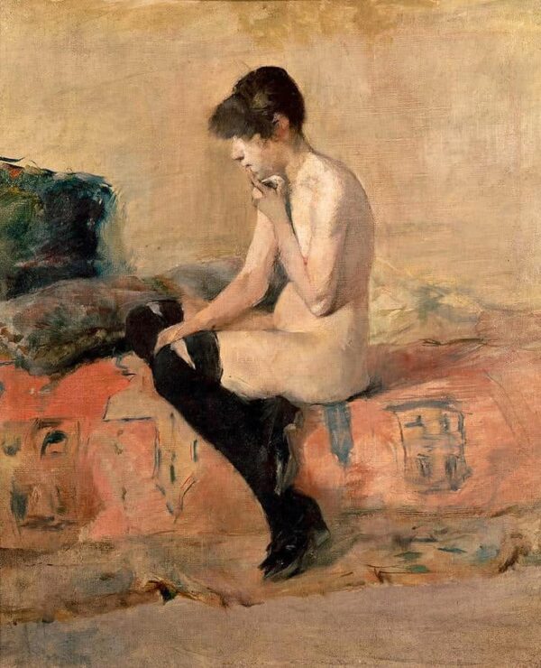 Nude woman sitting on a couch - Toulouse Lautrec