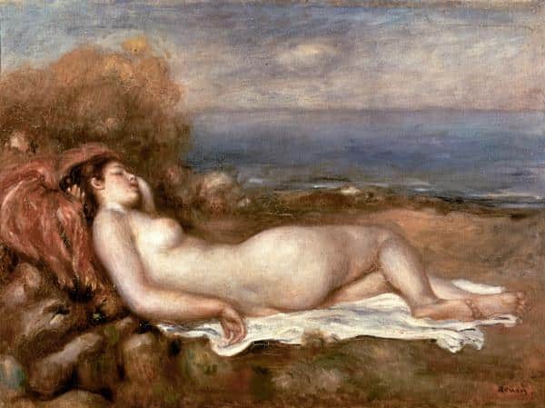 Reclining Bather at the Edge - Pierre-Auguste Renoir