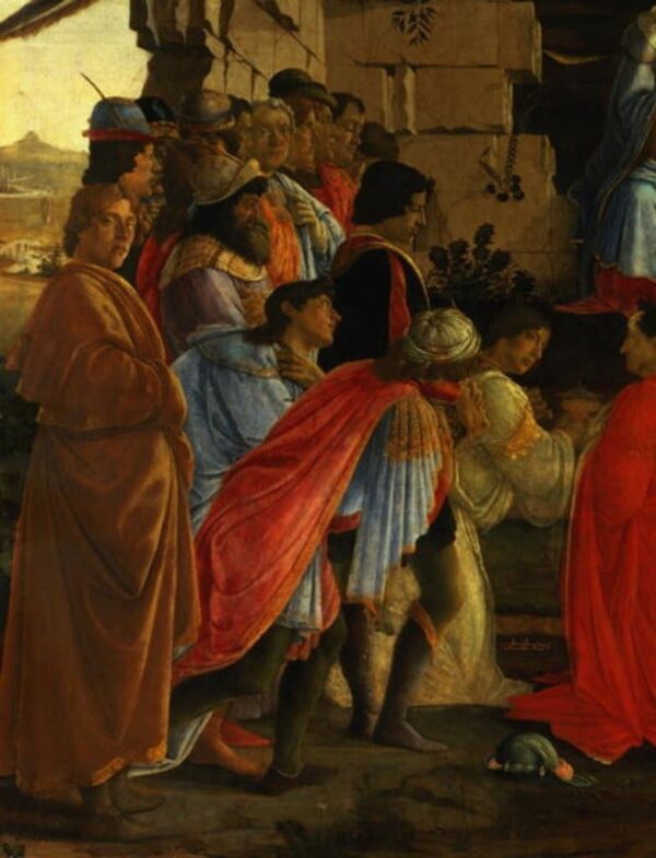 The Adoration of the Magi, detail of the self-portrait and those of the Medici family - Sandro Botticelli