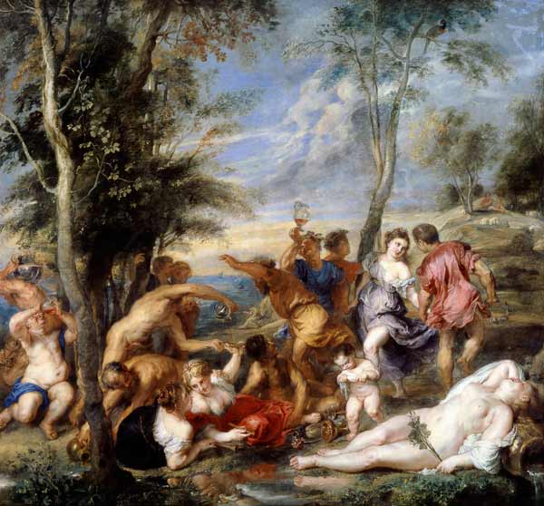 Bacchanal of the Andrians by Titian - Peter Paul Rubens