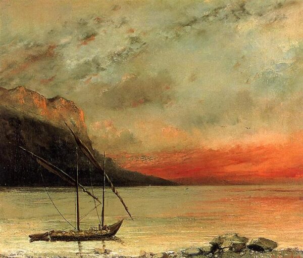 Sunset on Lake Geneva - Gustave Courbet