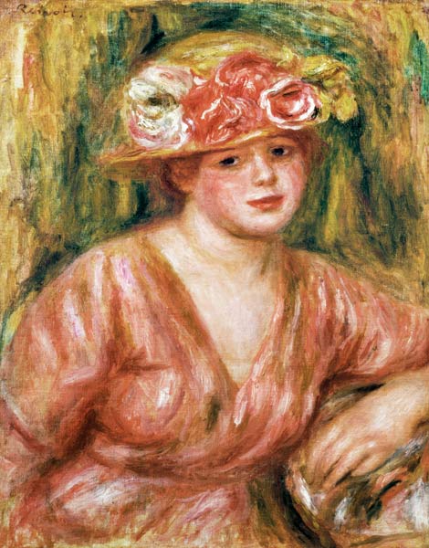 The Pink Hat or the Portrait of Lady Hessling - Pierre-Auguste Renoir