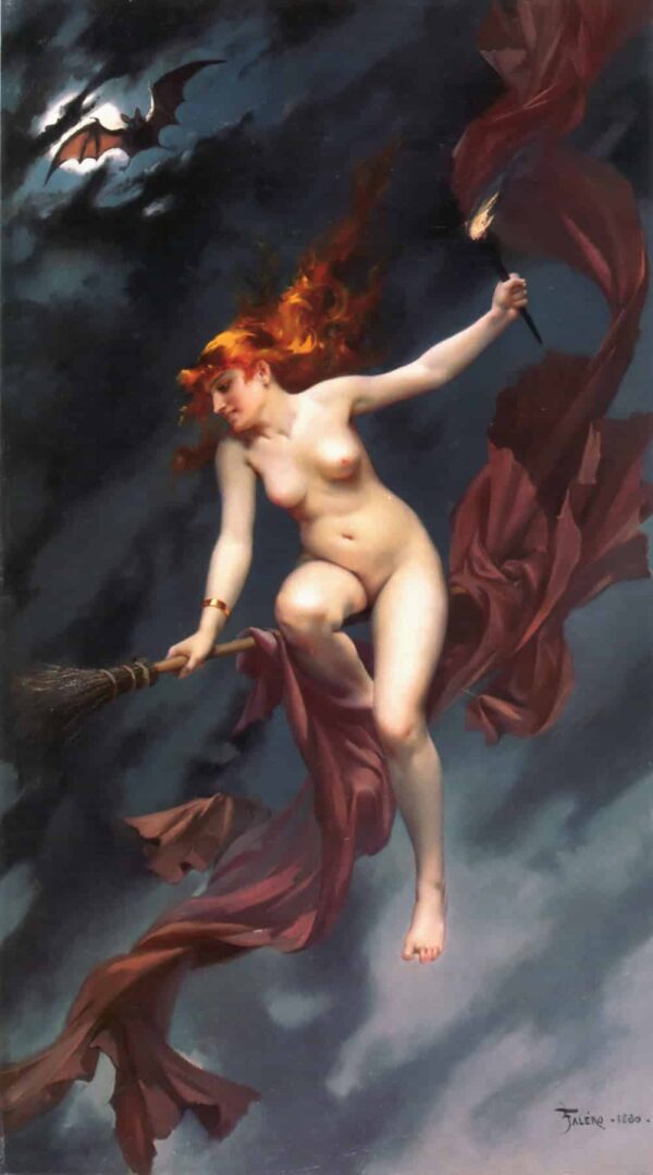 Postcard of the painting Witch Going to the Sabbath - Luis Ricardo Falero