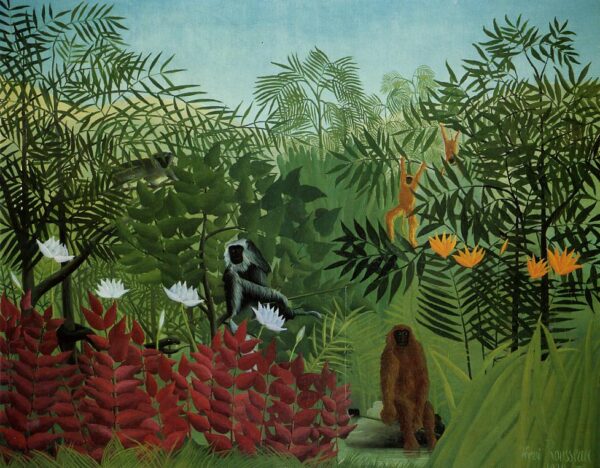 Tropical Forest with Monkeys and Snake - Henri Rousseau