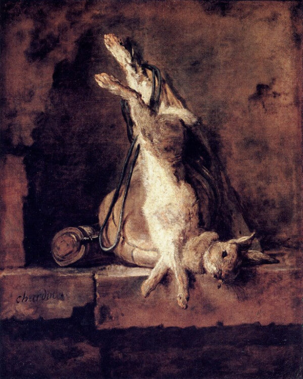 Wild rabbit with game bag and powder flask - Jean Siméon Chardin