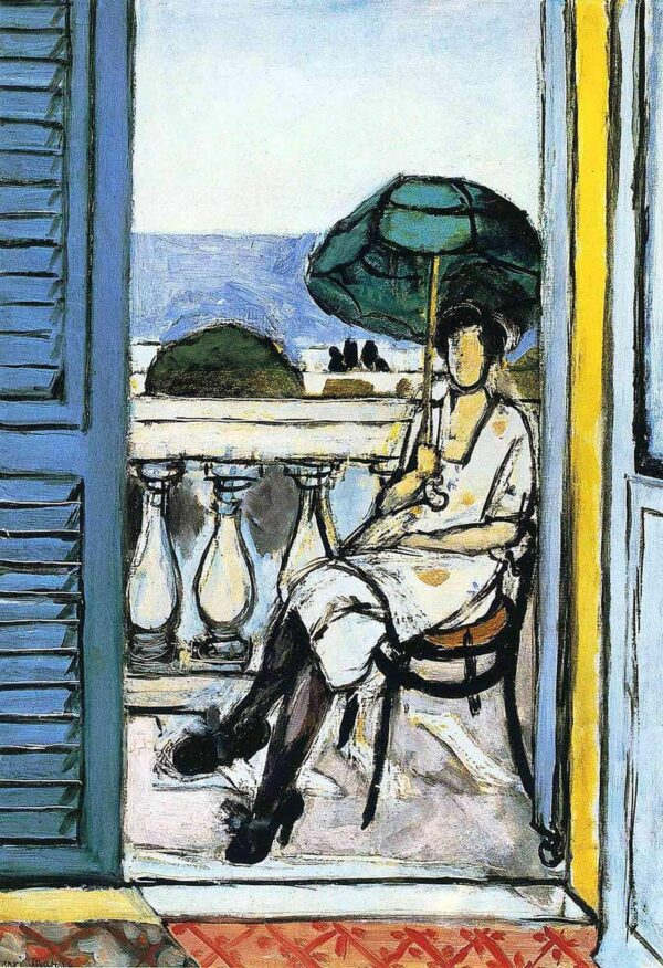 Women with a Green Parasol on a Balcony - Matisse