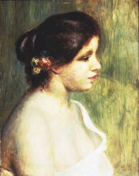 Young Woman with Flowers in Her Ear - Pierre-Auguste Renoir