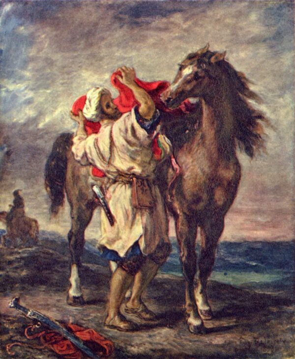 An Arab Saddling his Horse - Eugène Delacroix