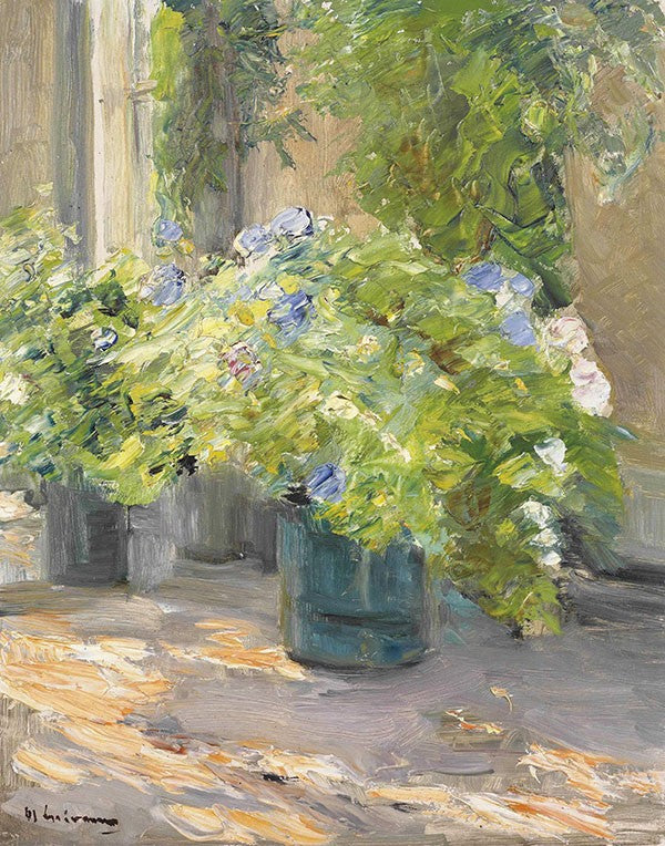 Flowerpots in front of the house - Max Liebermann