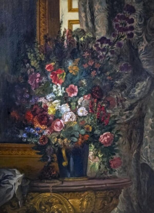 Vase with Flowers on a Console - Eugène Delacroix