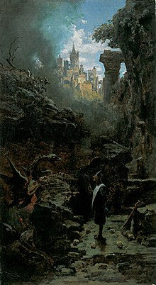 Magician and Dragon – Carl Spitzweg Oil Painting Reproduction