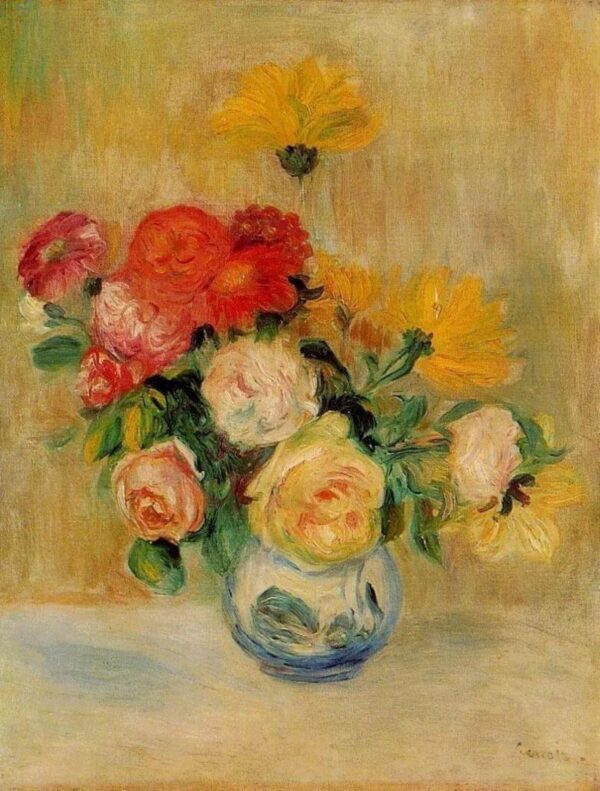 Vase of Roses and Dahlias - Pierre-Auguste Renoir