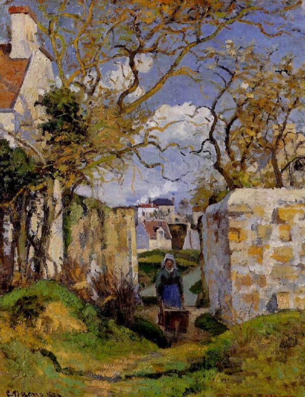 Peasant Woman with a Wheelbarrow - Camille Pissarro