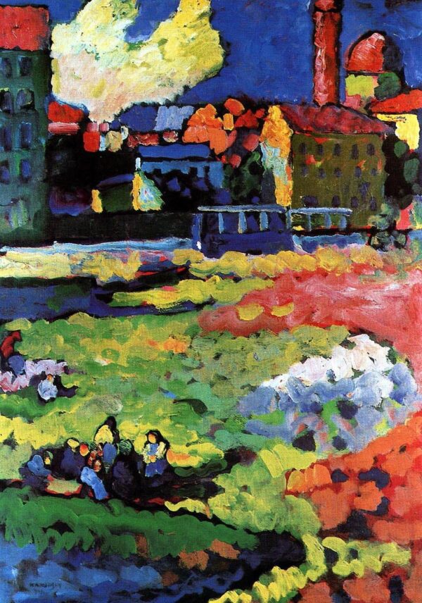 Munich Schwabing with the Church of St. Ursula – Vassily Kandinsky Oil Painting Reproduction