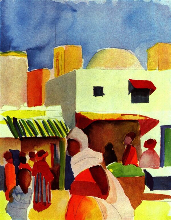 Marché à Alger – August Macke Oil Painting Reproduction for Sale