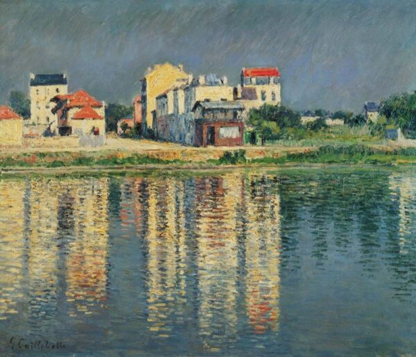 Reflections of houses in the water of the Seine near Argenteuil - Caillebotte