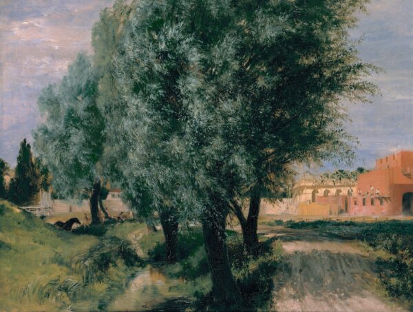 Building plot with willows - Adolph von Menzel