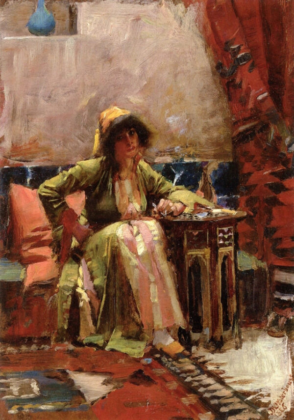 An Eastern Interior with a Seated Girl - John William Waterhouse