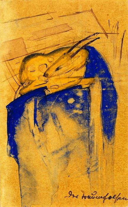 The Dream Rocks (on the postcard to Else's reading dungeon students) - Franz Marc