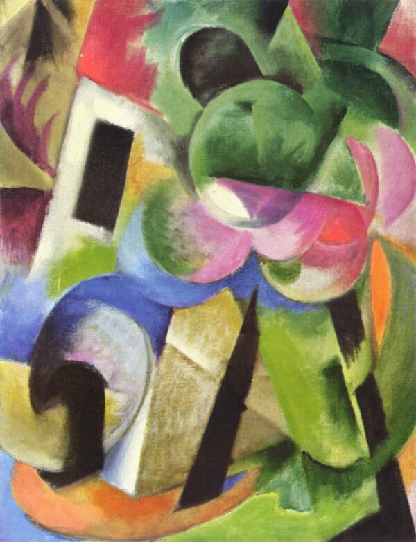 House with Trees - Franz Marc Oil Painting Reproduction