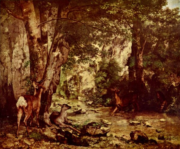 Delivery of deer at the stream of pleasure fountain - Gustave Courbet