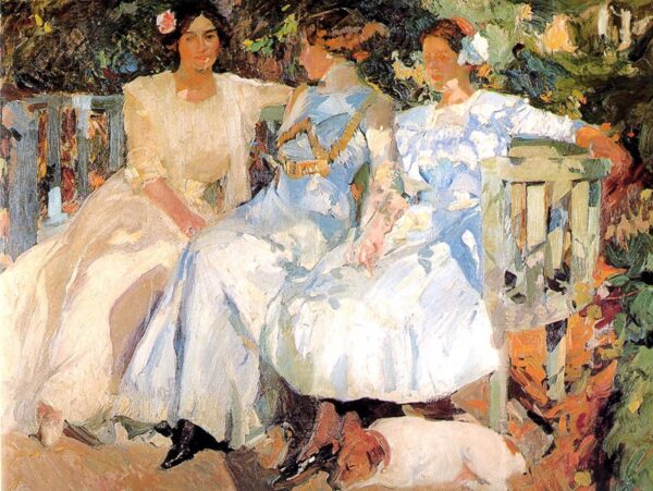 My Wife and Daughters in the Garden - Sorolla Oil Painting Reproduction