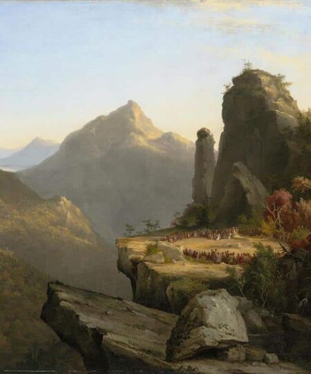 Scene from The Last of the Mohicans: Cora Kneeling at the Feet of Tamenund, 1827 - Thomas Cole