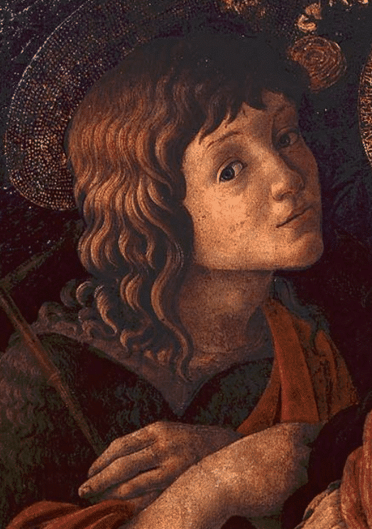 Virgin and Child with Saint John the Baptist, detail of the young saint - Sandro Botticelli