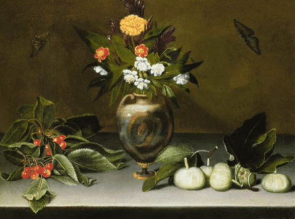 Vase with Flowers, Cherries, Figs and Two Butterflies - Caravaggio