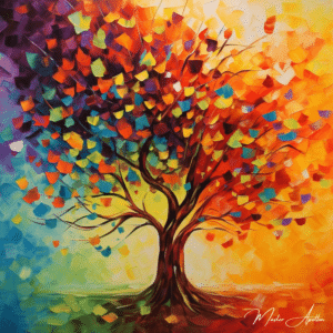 Abstract colorful tree painting