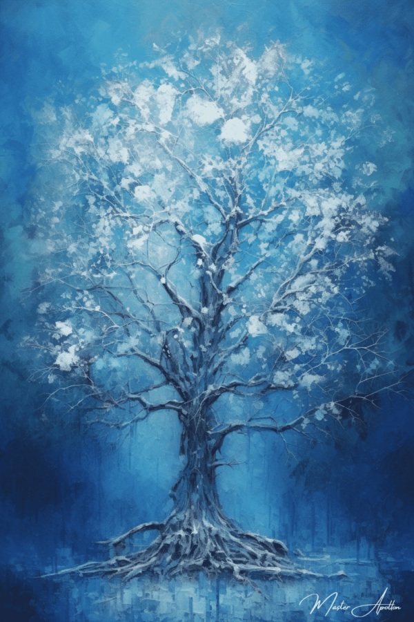 Blue tree art tableau