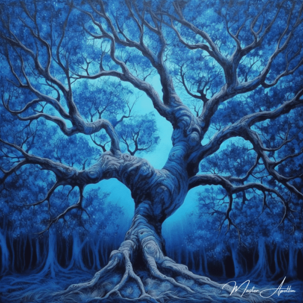 Blue tree tableau guardian of the night