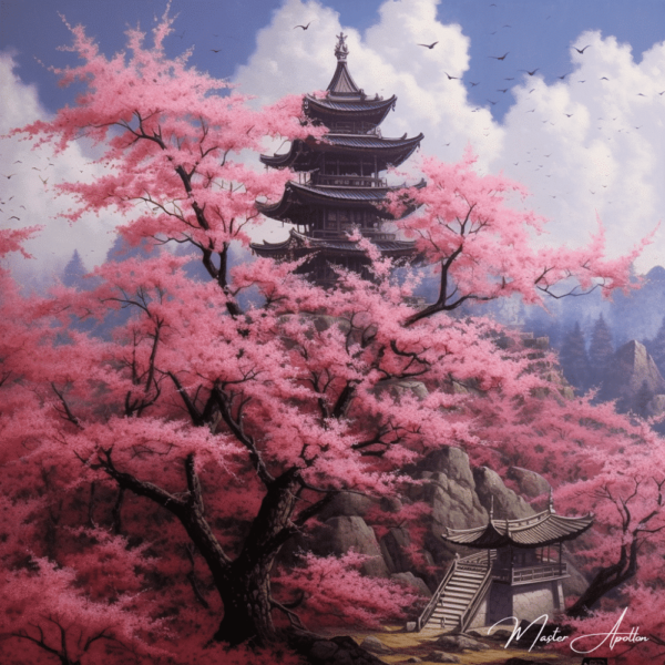 Japanese cherry tree painting