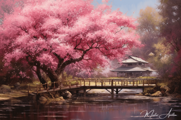 Japanese cherry blossom tree tableau