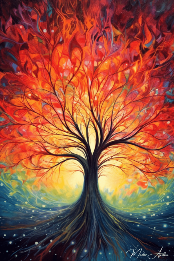 Colorful tree energy painting