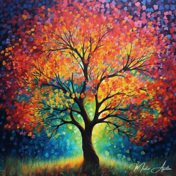 Colorful tree essence painting