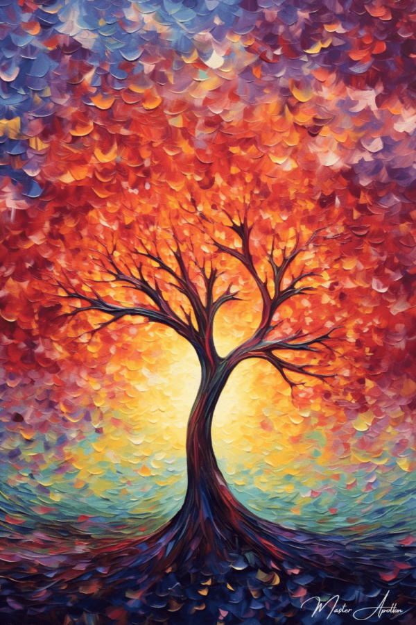 Colorful tree life tableau