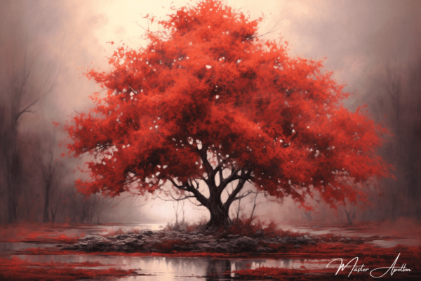 Contemporary red tree painting