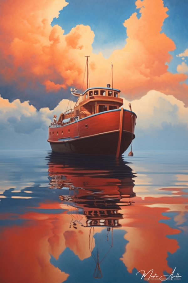 Contemporary quiet boat painting