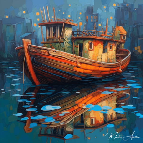 Contemporary evening boat painting