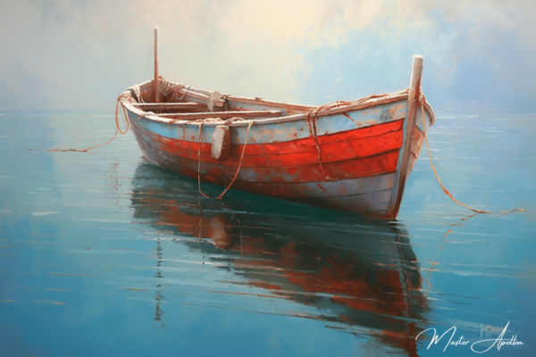 Contemporary tranquil boat tableau