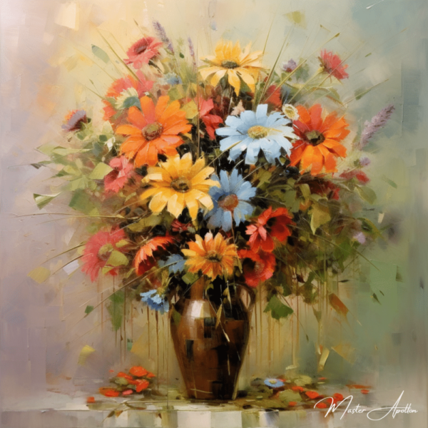 Contemporary bouquet of flowers tableau artwork