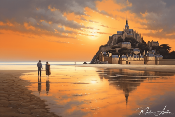 Contemporary Brittany Table Mont Saint Michel Sunset