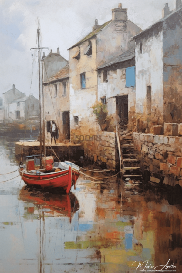 Contemporary Brittany Fisherman's Village Painting