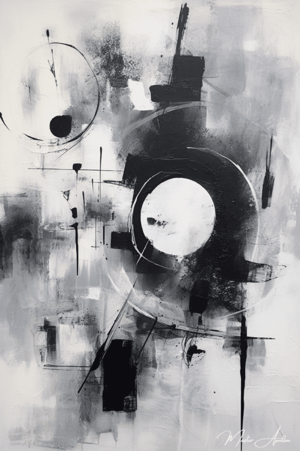 Contemporary abstract black and white tableau Alixa