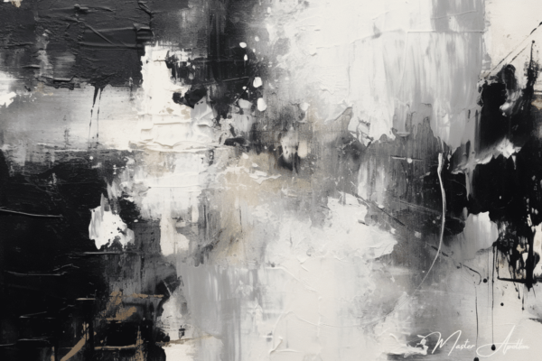 Contemporary abstract black and white tableau