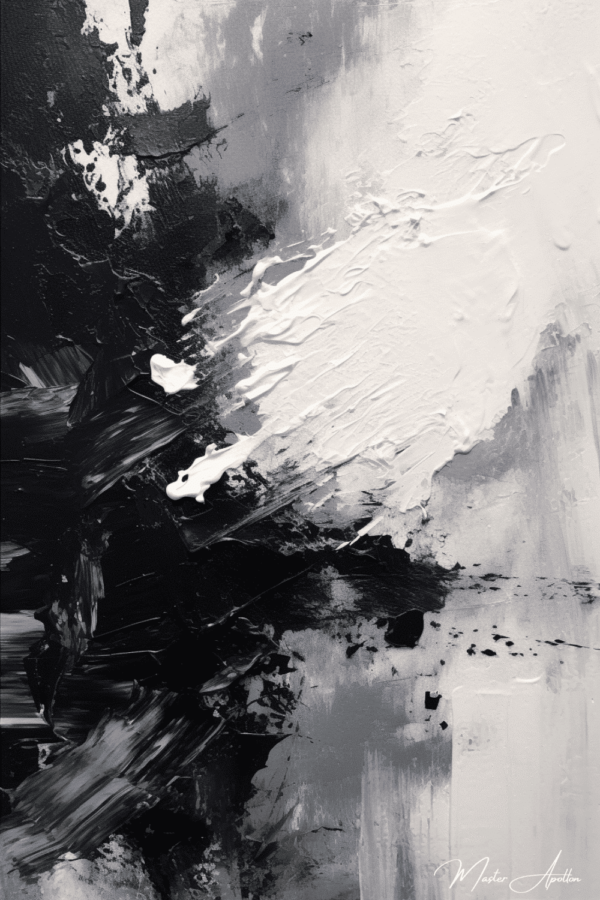 Contemporary abstract black and white comet painting