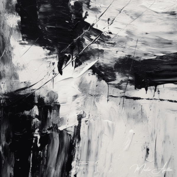 Contemporary abstract black and white painting Tuesday