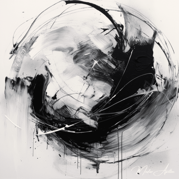 Contemporary abstract black and white zen painting