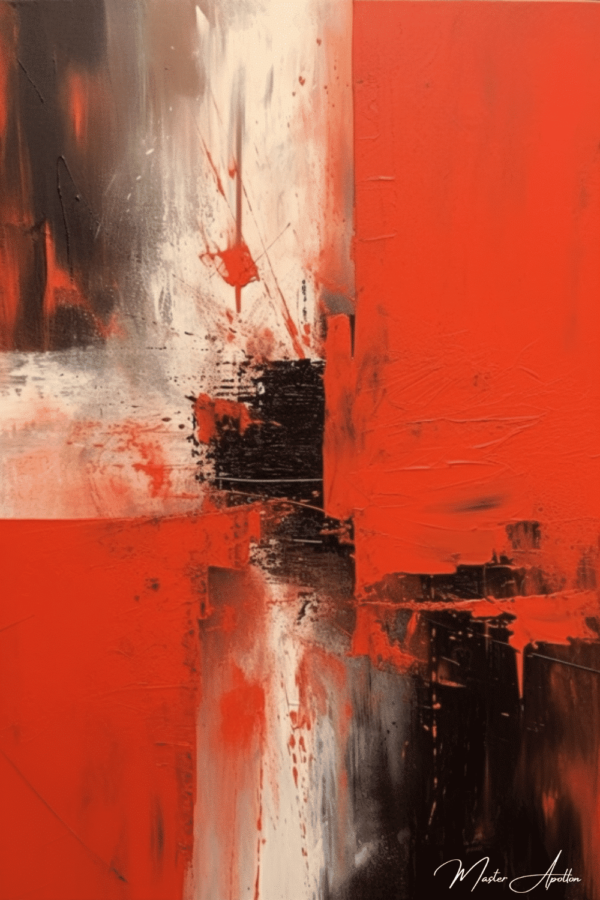 Contemporary abstract red war painting